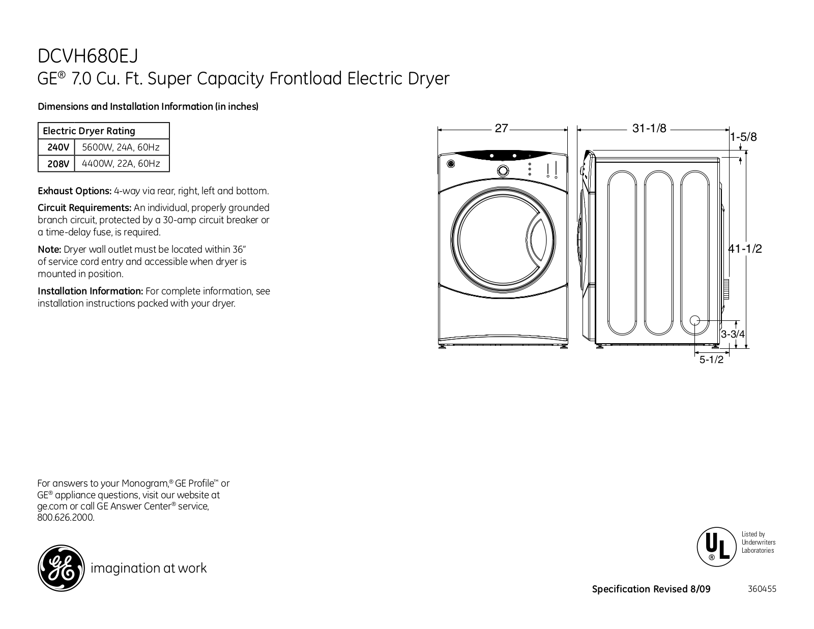 GE DCVH680EJMR, DCVH680EJMV, DCVH680EJMS, DCVH680EJWW User Manual