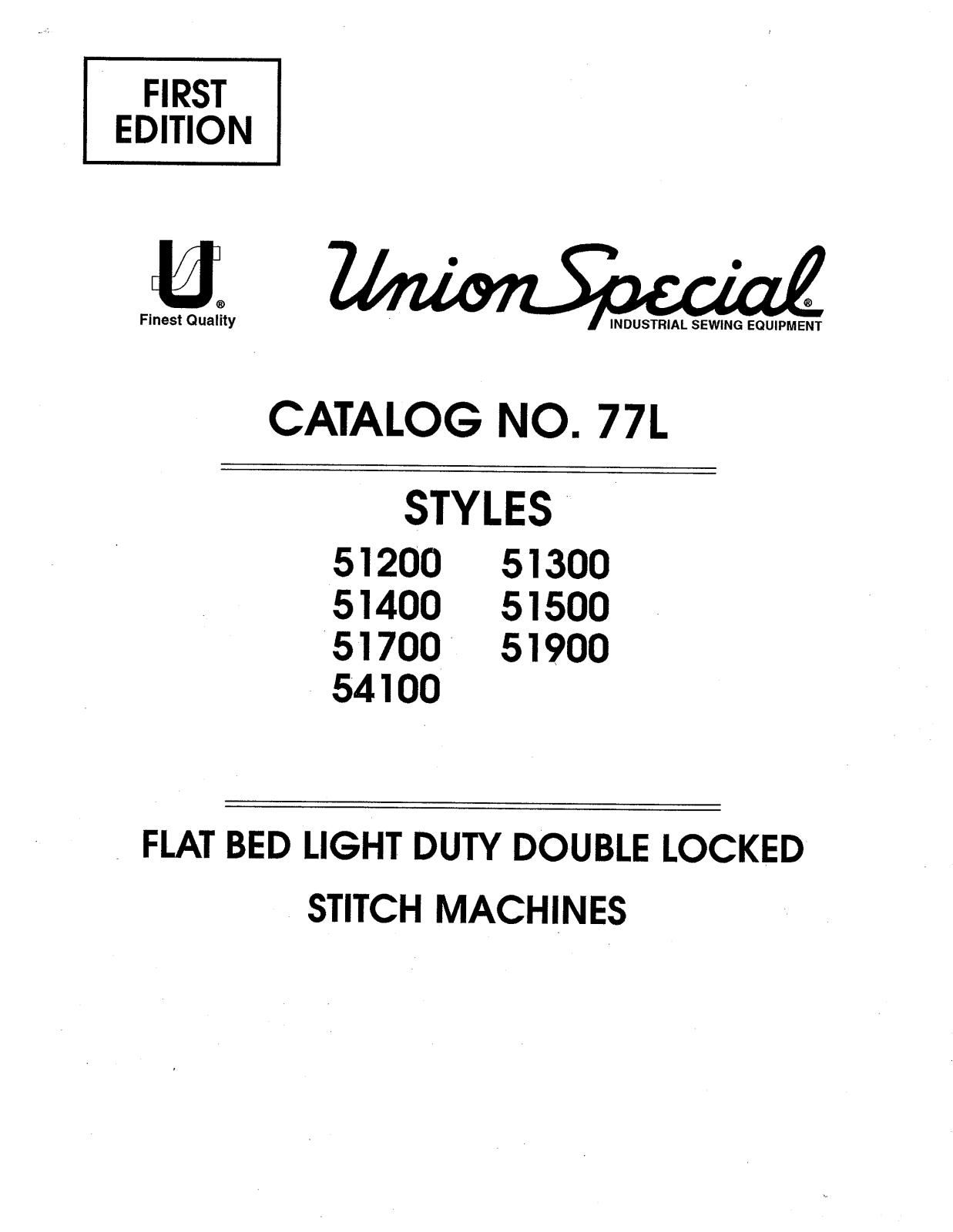 Union Special 51300C, 51300D, 51400L, 51500C, 51500D Parts List