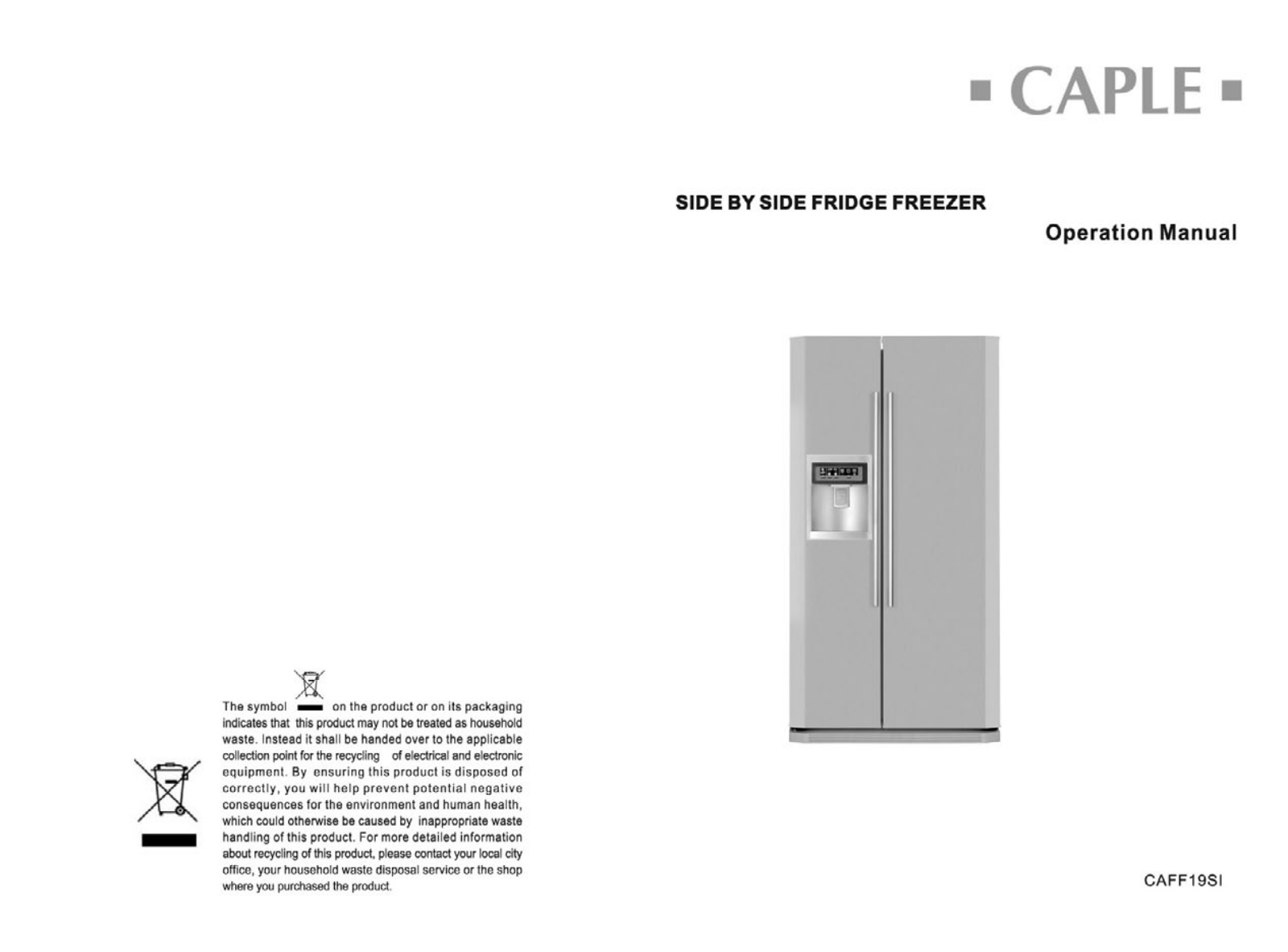 Caple CAFF19Si Instruction Manual