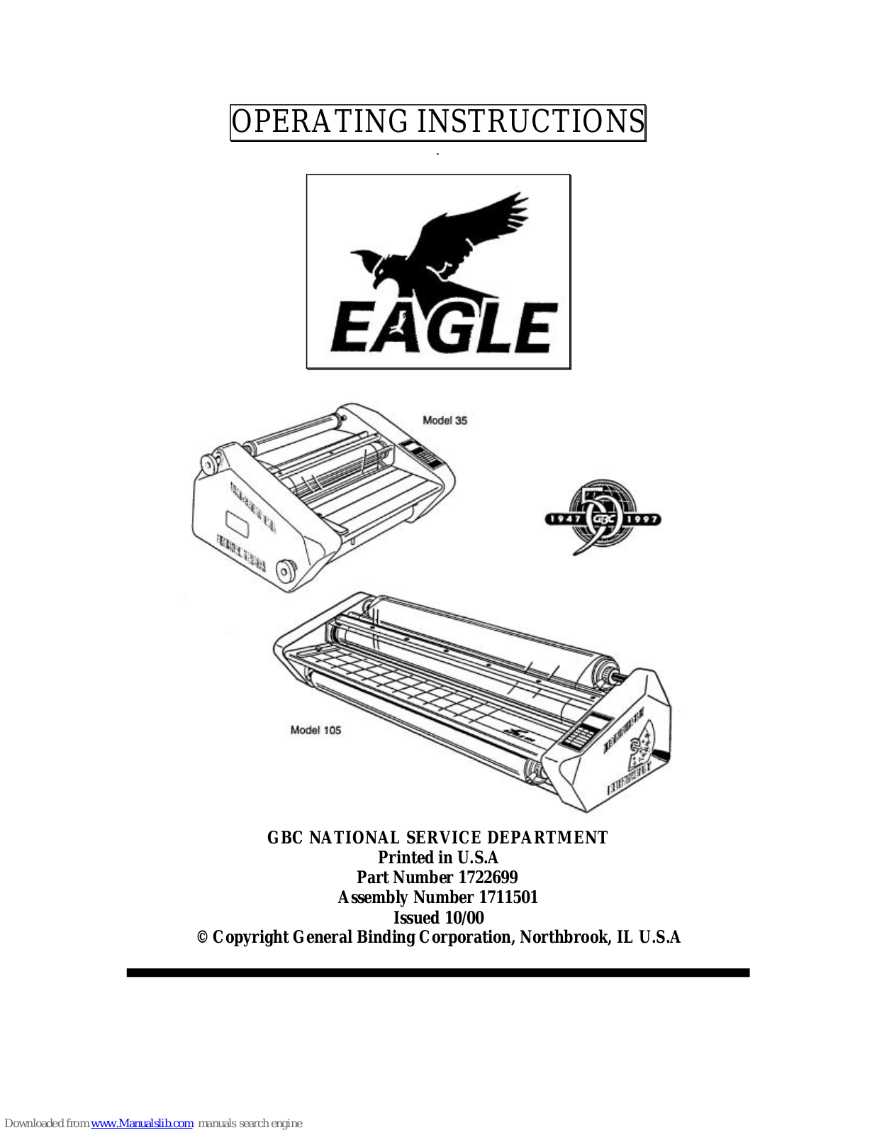 GBC 105, 35, Ultima 65, Eagle 35, Eagle 65 Operating Instructions Manual