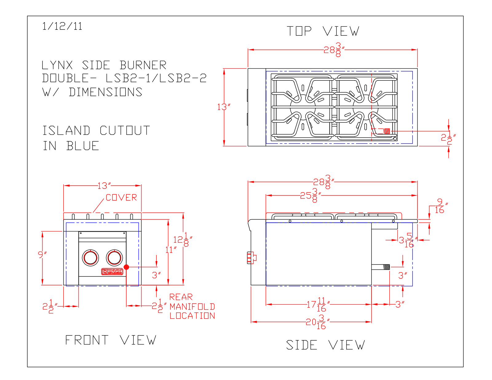 Lynx LSB2-2, LSB2-1 Dimensions Guide