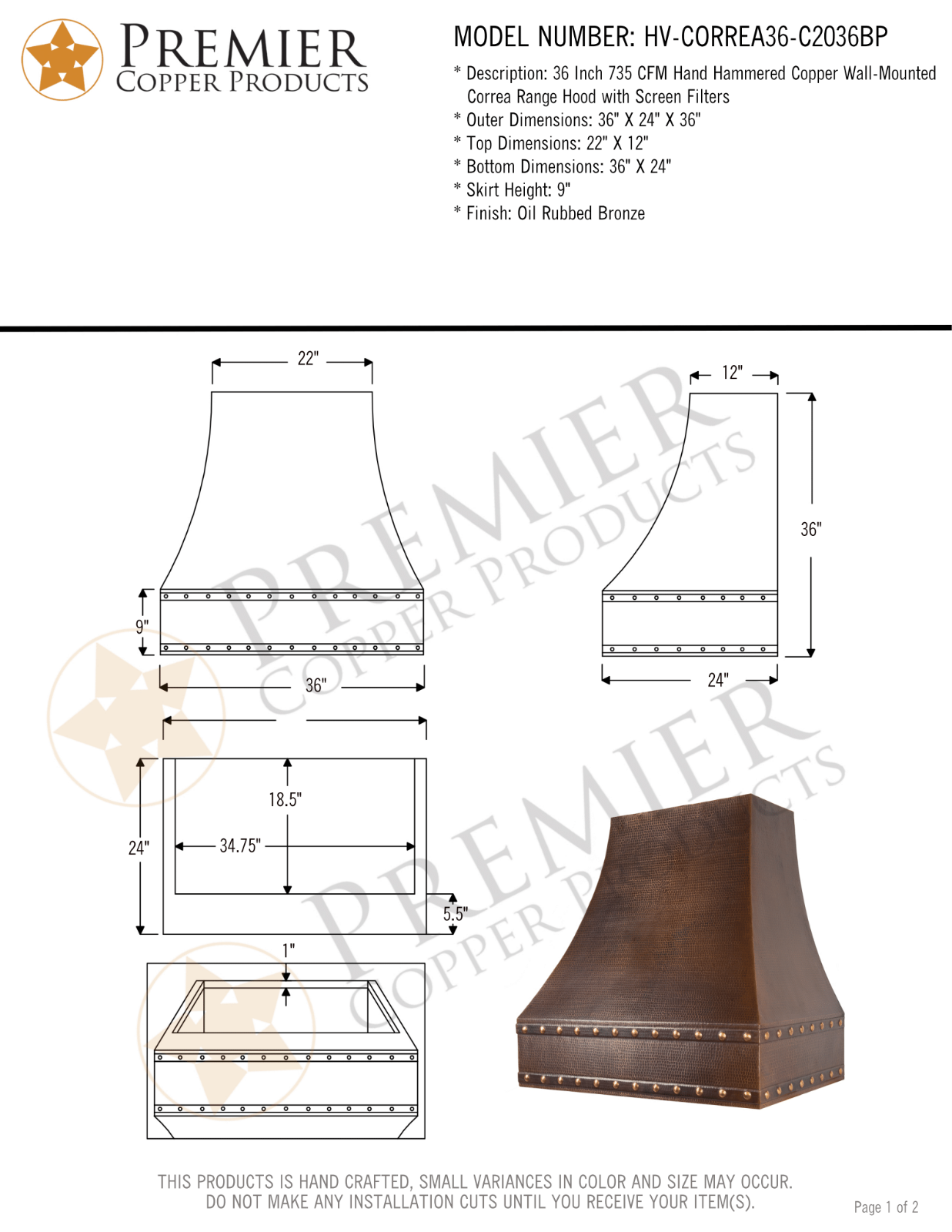 Premier Copper Products IER10026 Specifications - ManualMachine.com