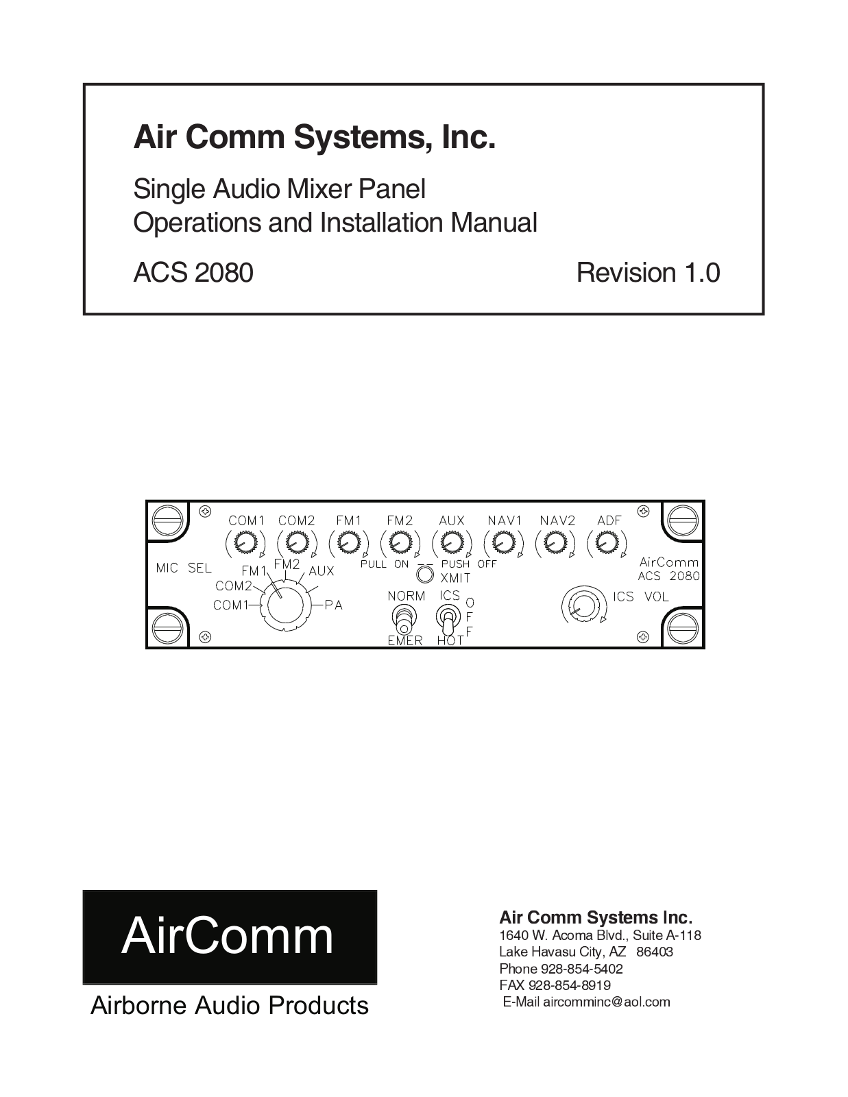 Air Comm Systems ACS 2080 Operations and Installation Manual