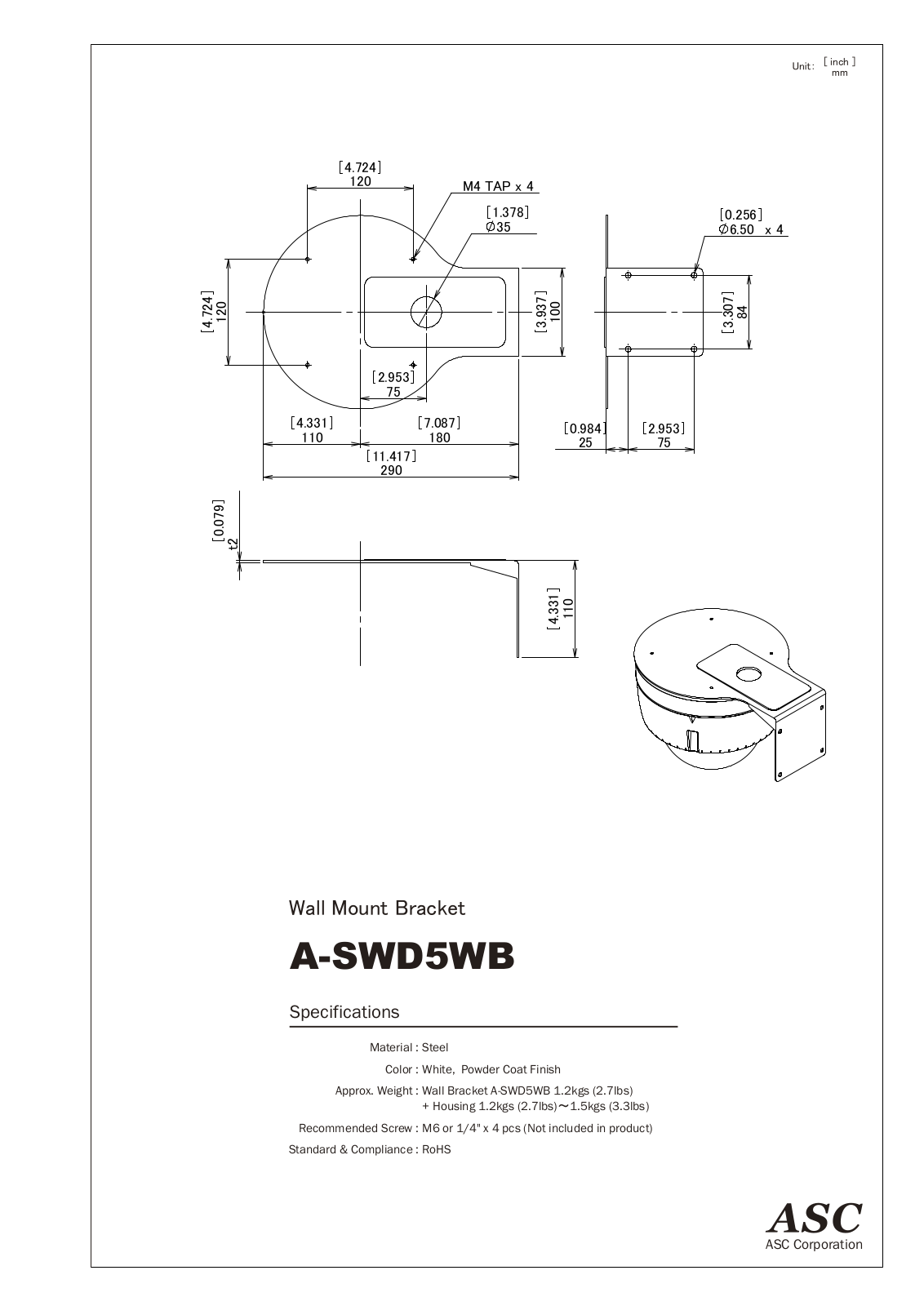 Canon A-SWD5WB Specsheet