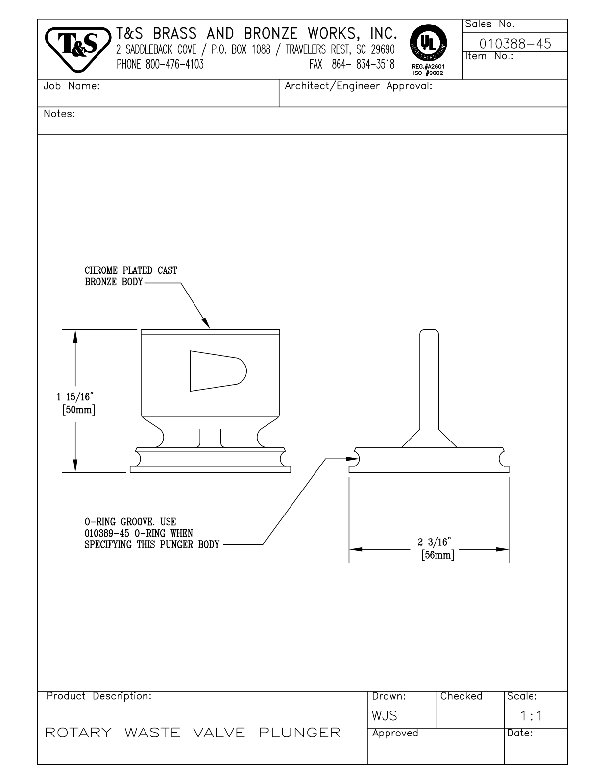 T & S Brass & Bronze Works 010388-45 General Manual