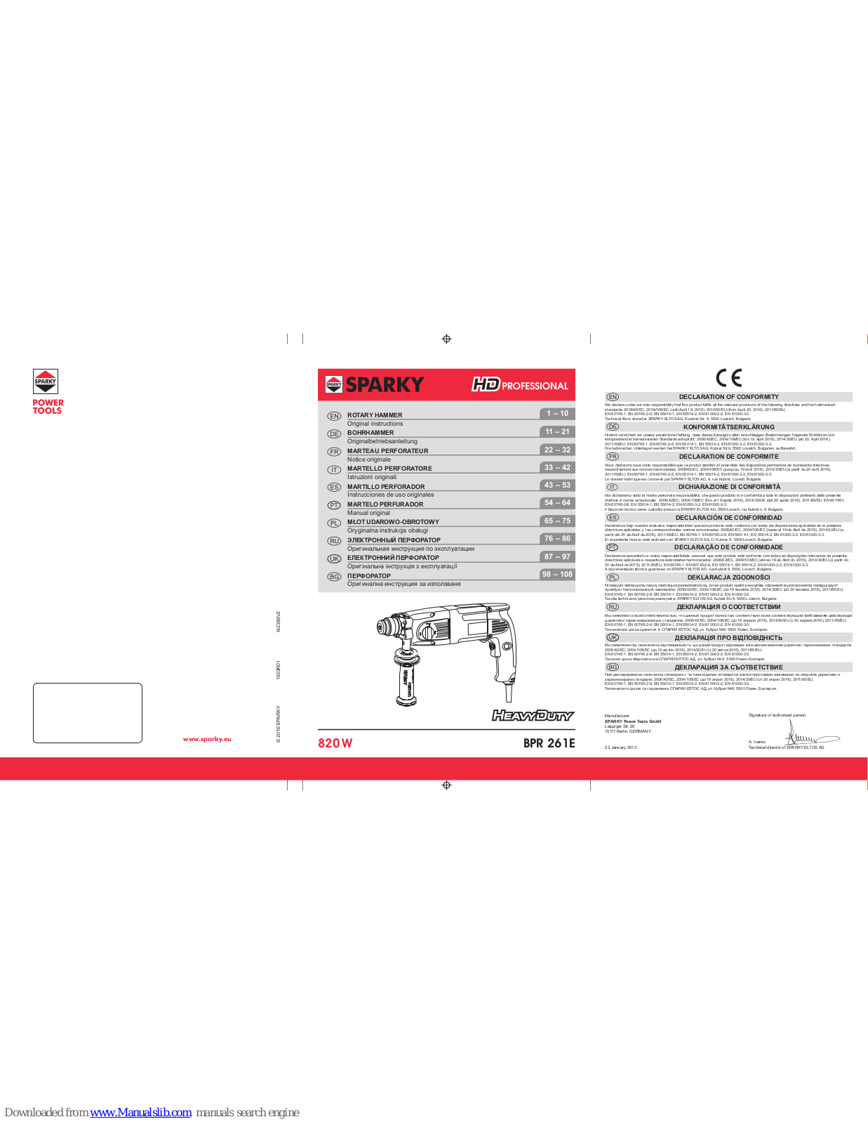 Sparky Group BPR 261E, BP 241E, BPR 241E Original Instructions Manual