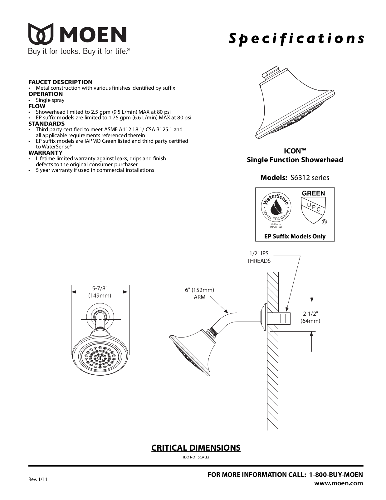 Moen MOE5295 Specifications - ManualMachine.com