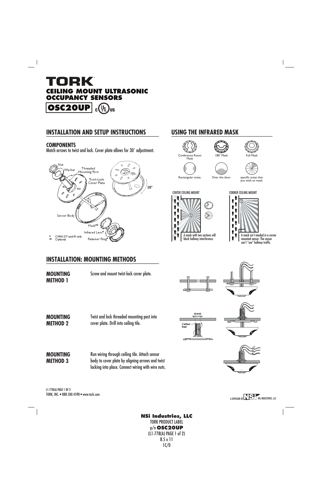 NSi Industries OSC20UP User Manual