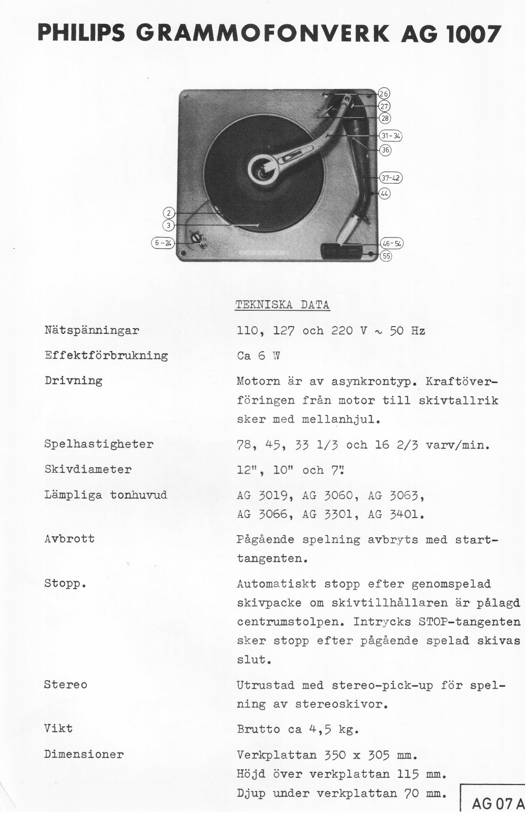 Philips AG1007 Schematic