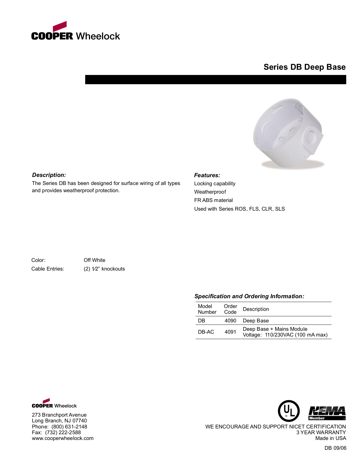 Wheelock DB, DB-AC Specification