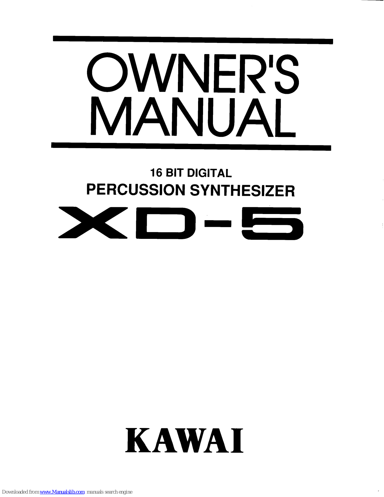 Kawai 16 Bit Digital Percussion Synthesizer XD-5 Owner's Manual