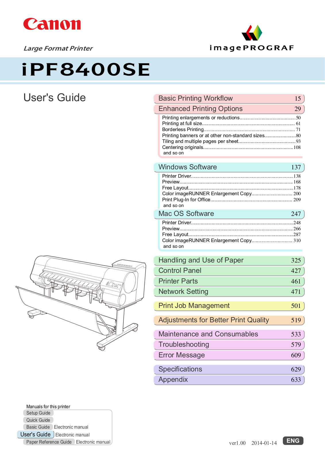 Canon iPF8400SE User Manual