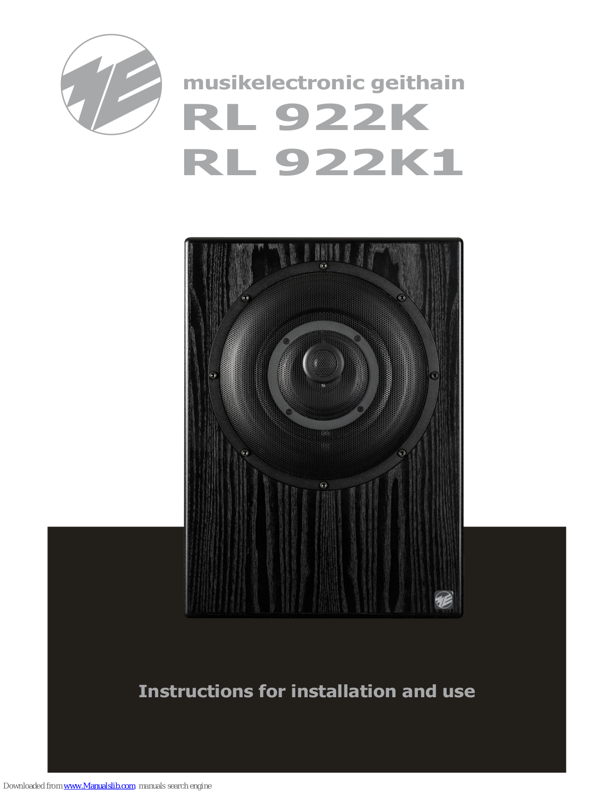 musikelectronic geithain RL 922K1, RL 922K, RL 934K, RL 934K1 User Manual