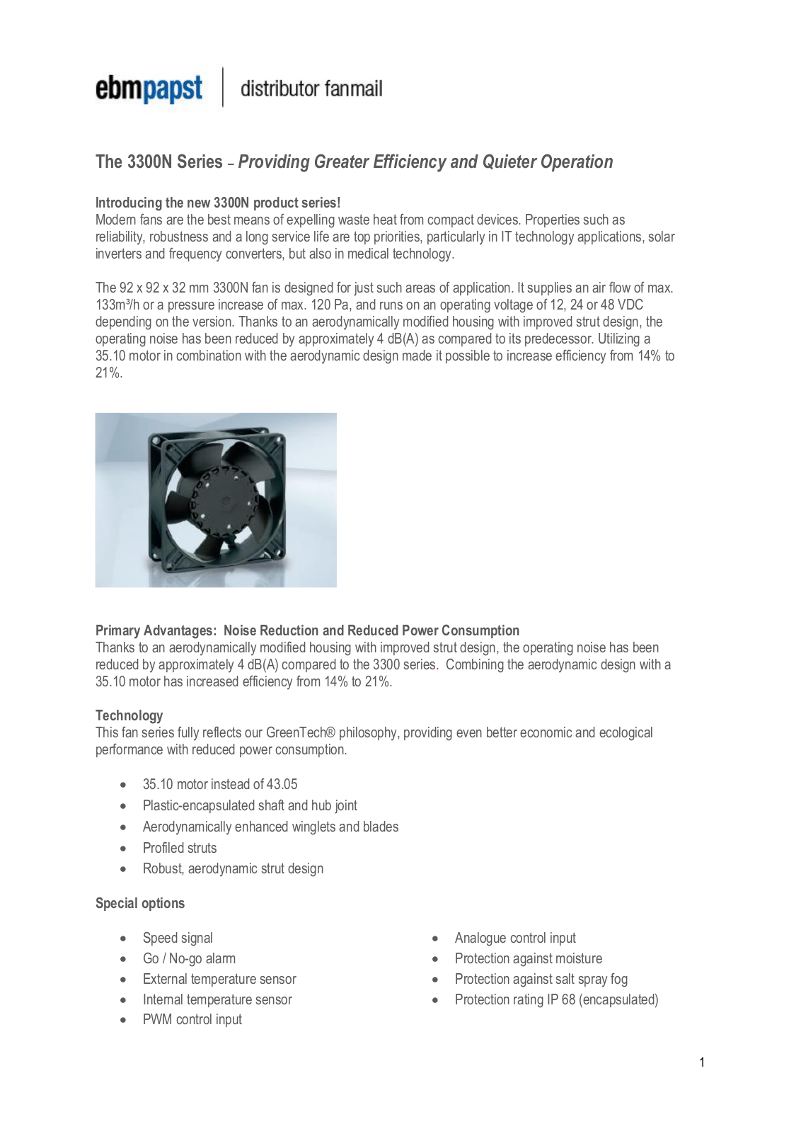 ebm-papst DC axial fans 3300N Series brochure