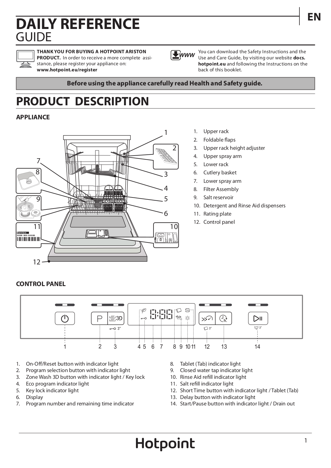 HOTPOINT HFO 3T222 WG X UK Daily Reference Guide