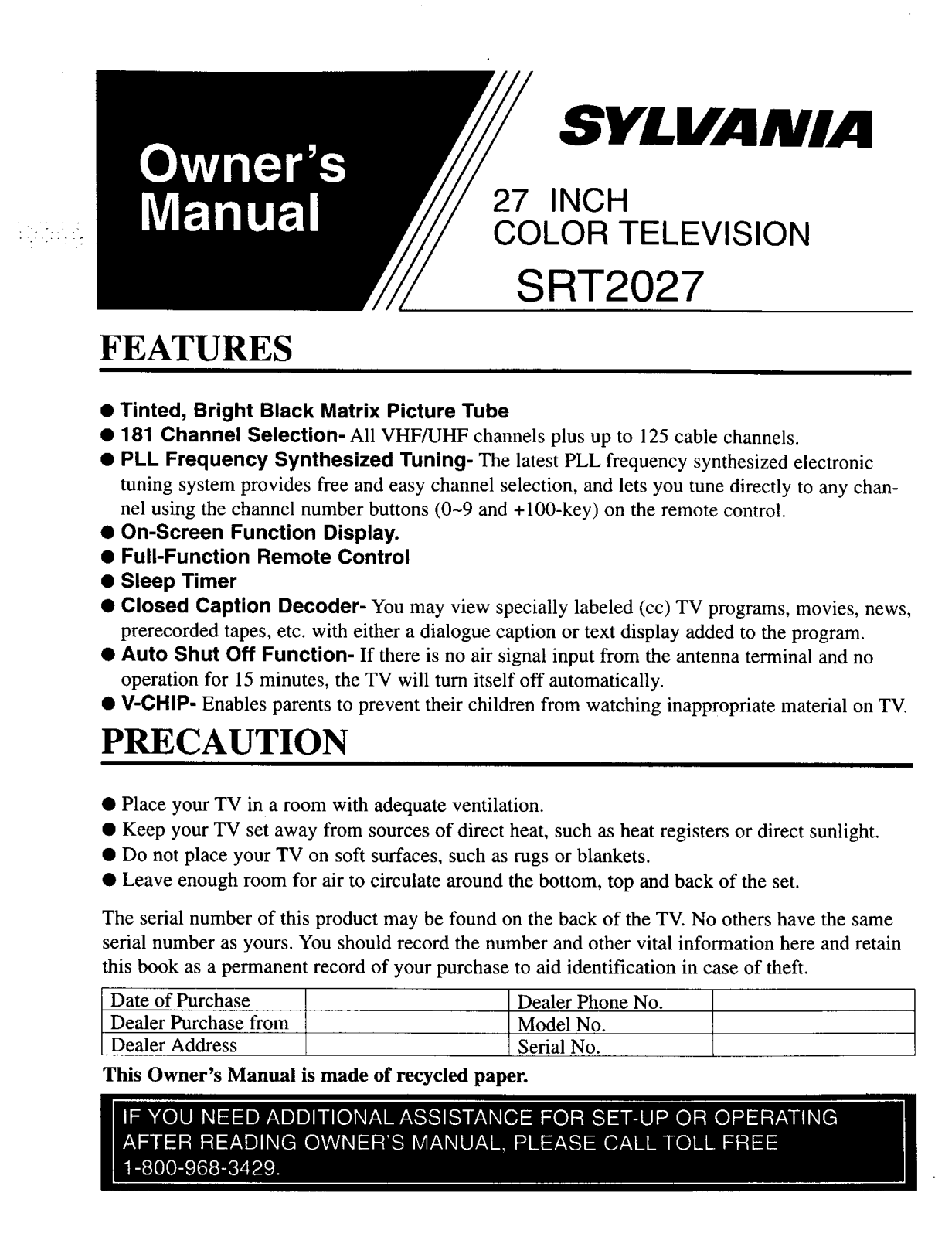 Sylvania SRT2027 User Manual - ManualMachine.com