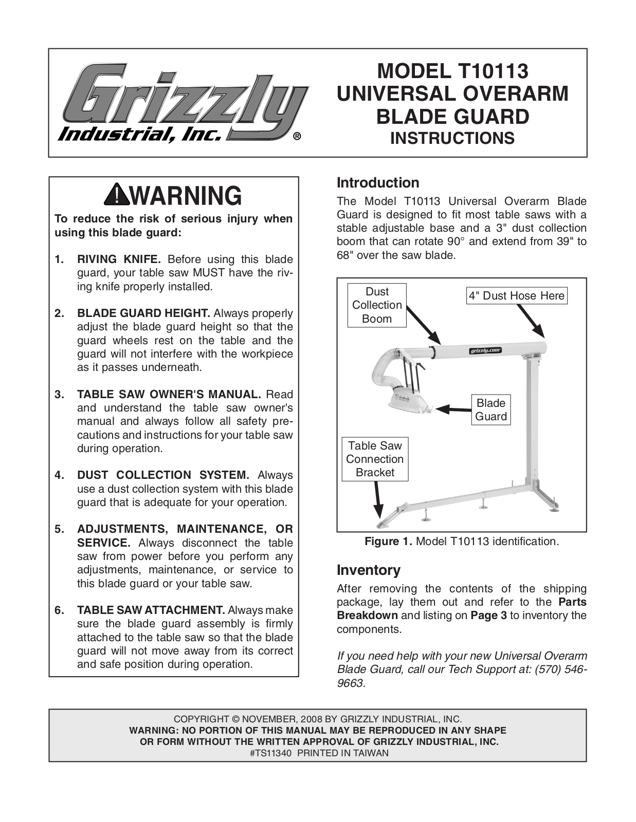 Grizzly T10113 User Manual