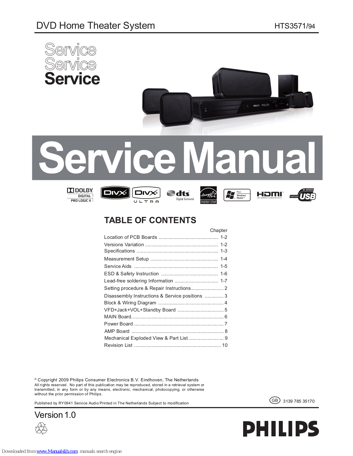 Philips HTS3571/94, HTS3576/78 Service Manual