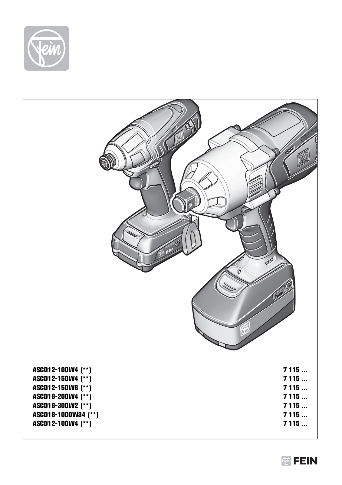 Fein ASCD12-100W4, ASCD12-150W4, ASCD12-150W8, ASCD18-200W4, ASCD18-300W2 User guide