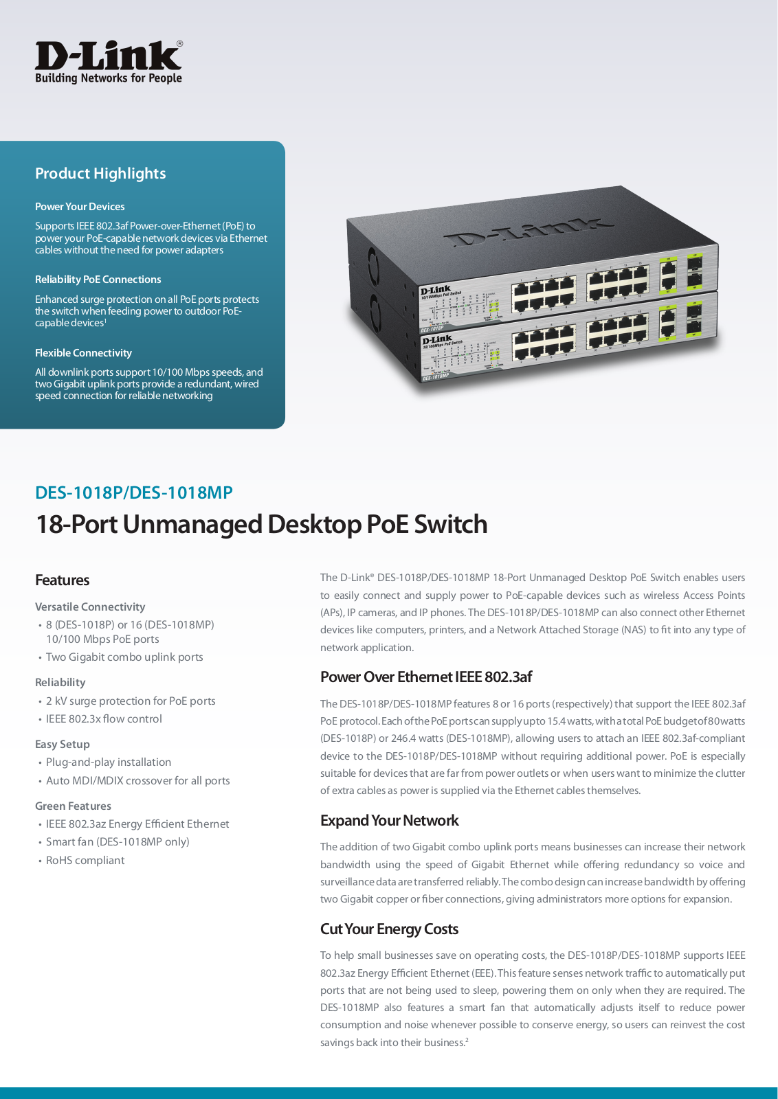 D-Link DES-1018P, DES-1018MP User Manual