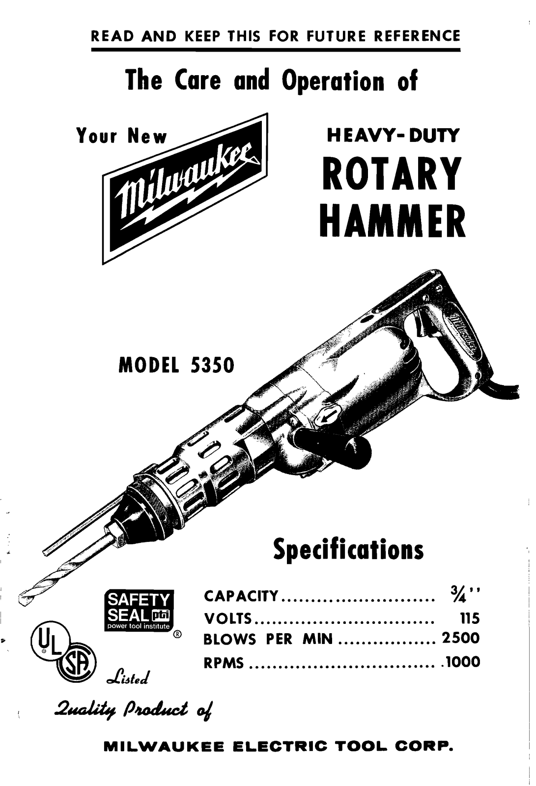 Milwaukee 5350 User Manual