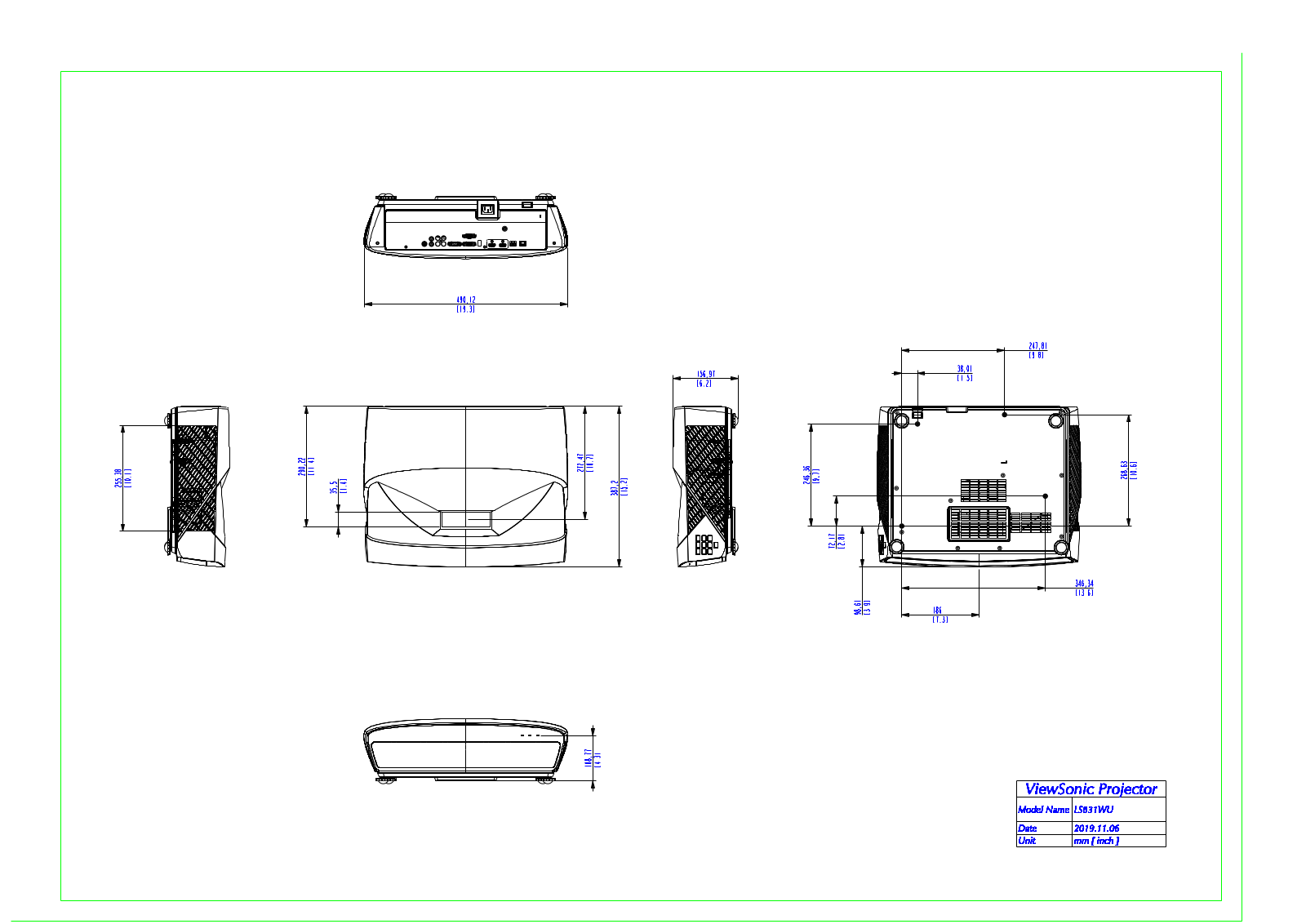 Viewsonic LS831WU 2D drawing