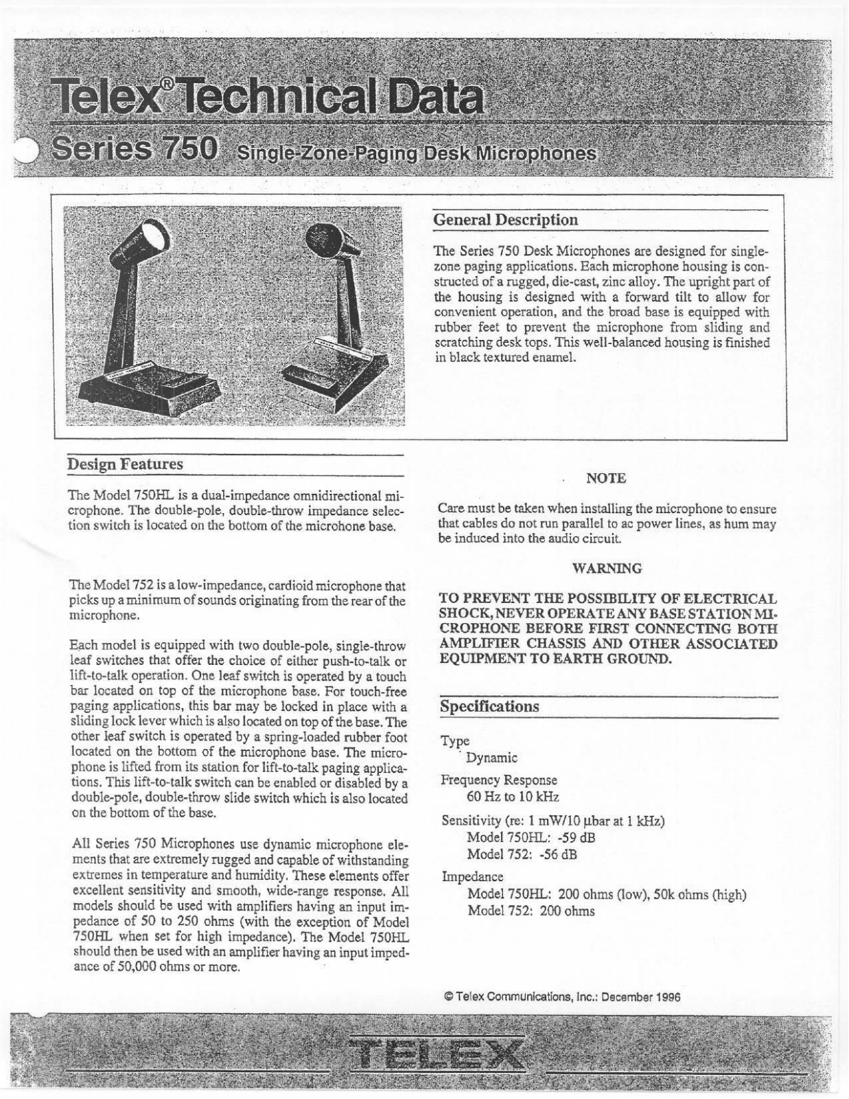 Telex 750 User Manual