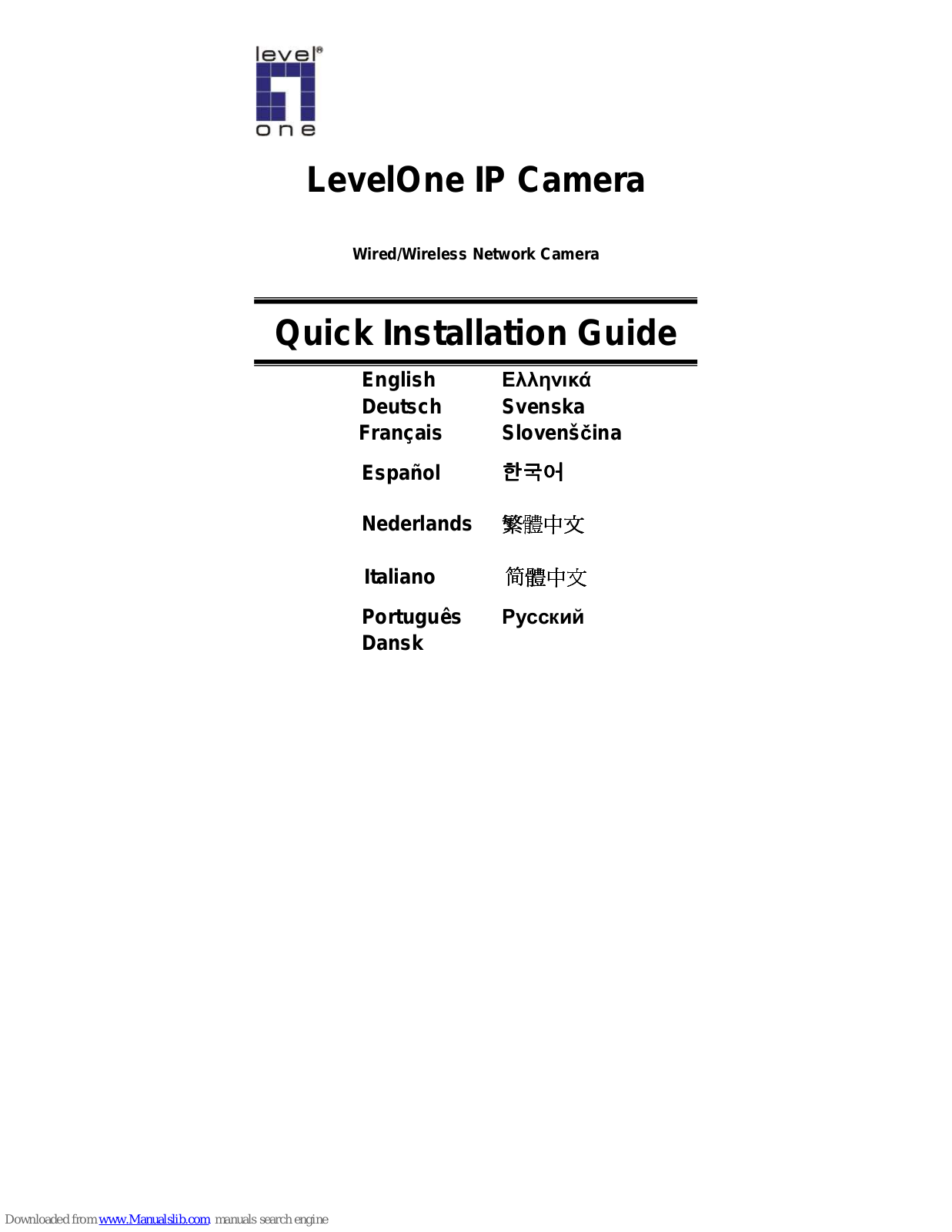 LevelOne PIXORD Series Quick Installation Manual