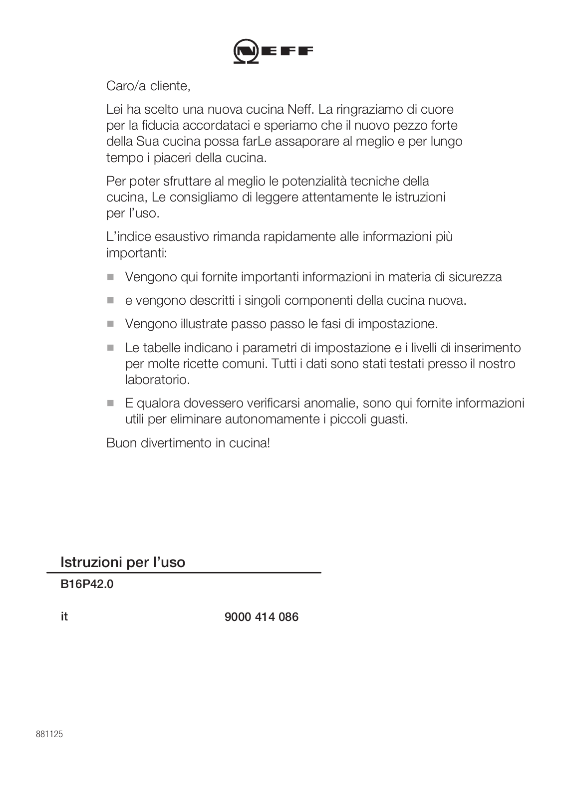 Neff B16P42N0 User Manual