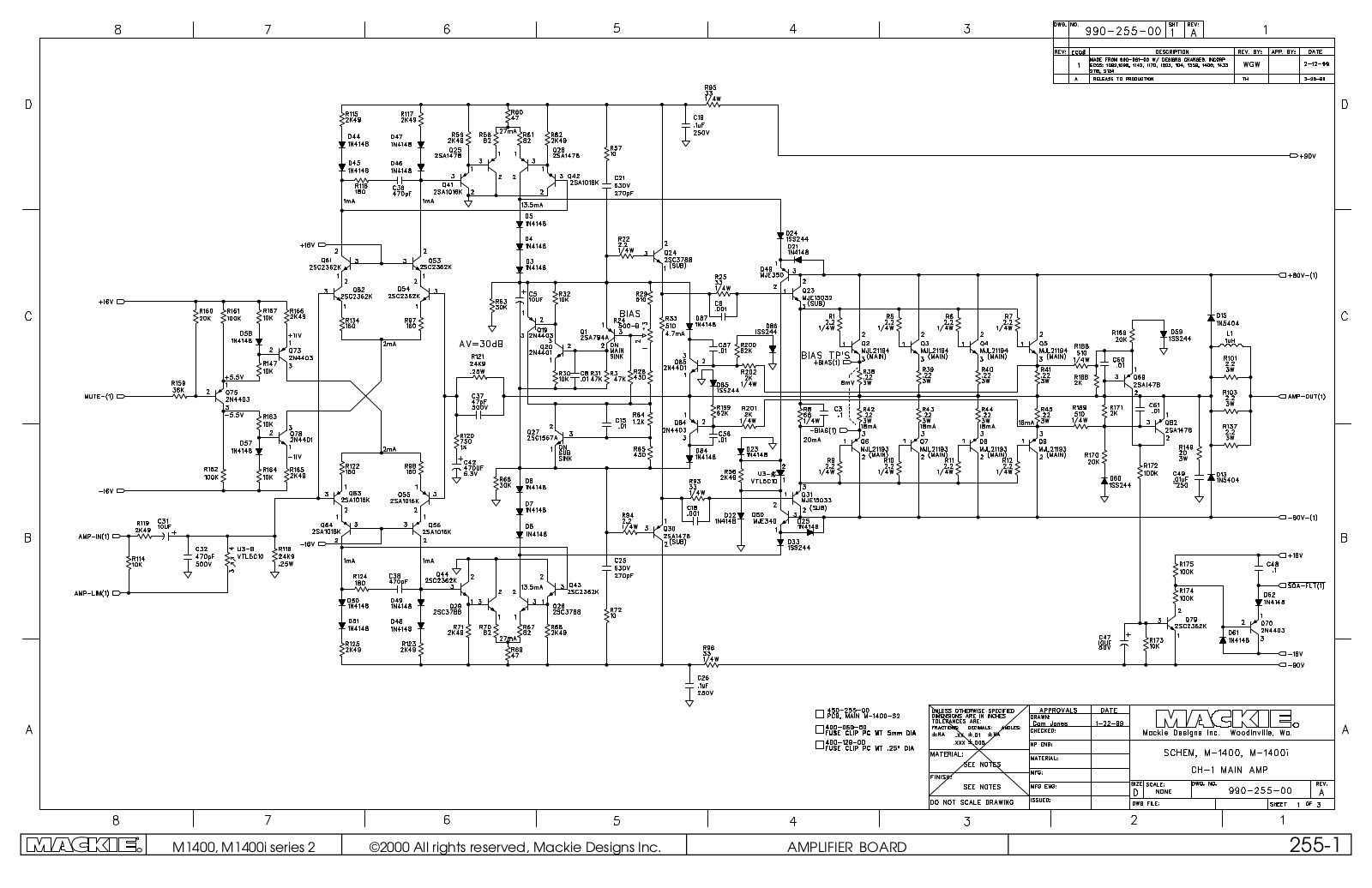 Mackie M1400 Schematic