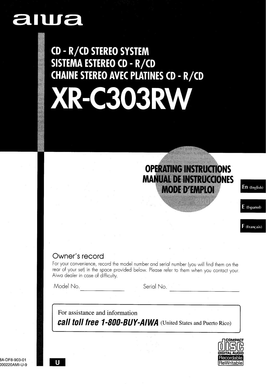 AIWA XR-C303EW Operating Instructions