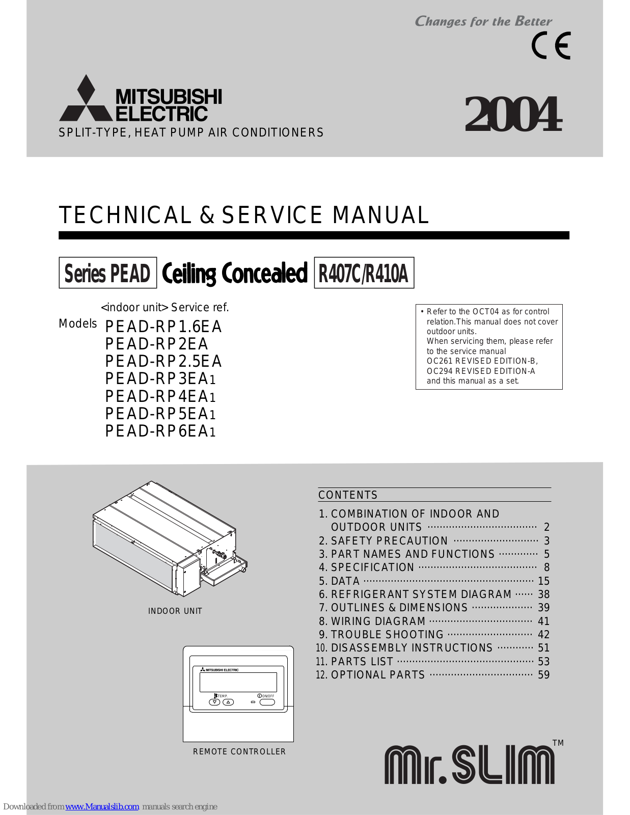 Mitsubishi Electric PEAD-RP1.6EA, PEAD-RP2EA, PEAD-RP4EA1, PEAD-RP2.5EA, PEAD-RP5EA1 Service Manual