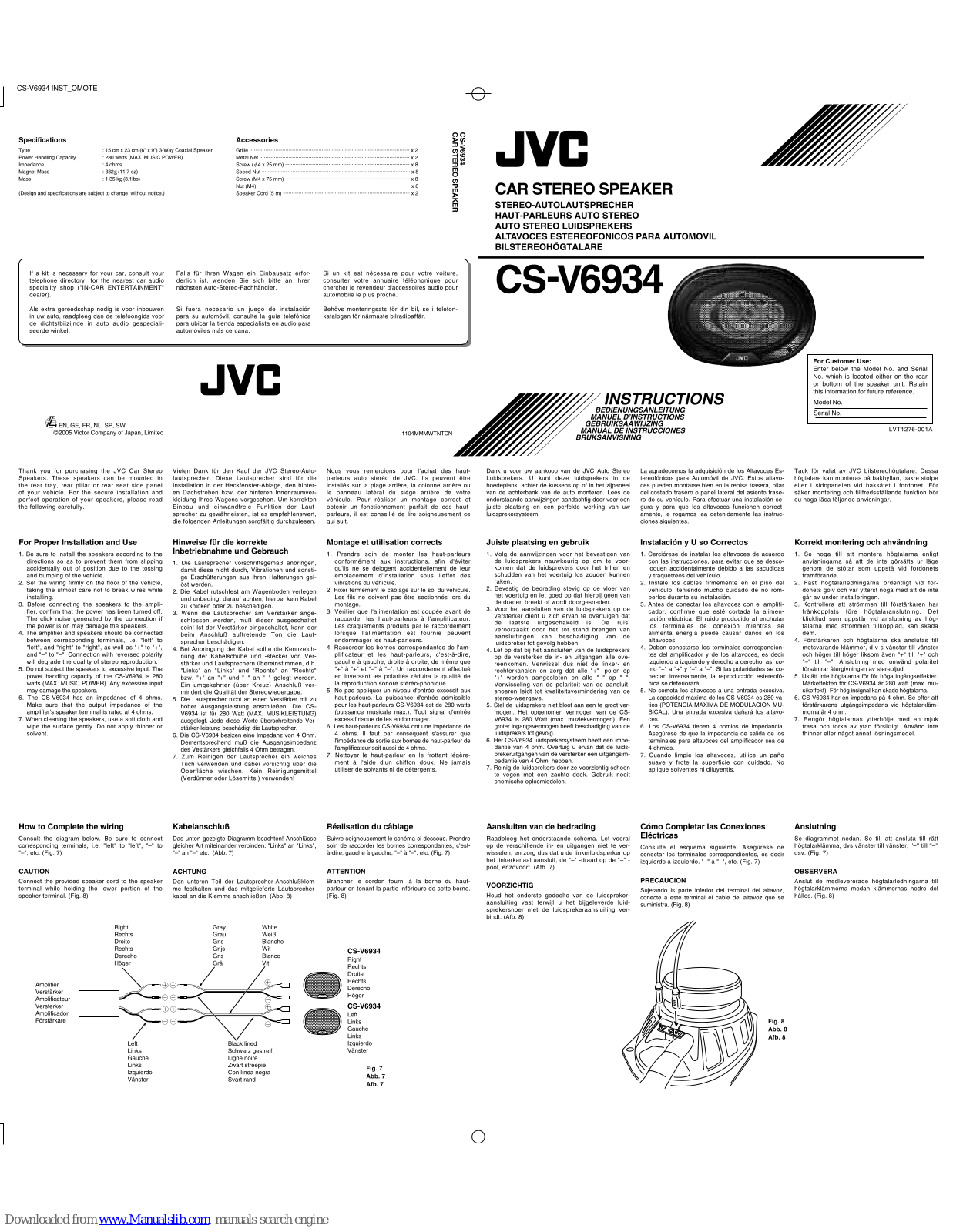 JVC CS-V6934AU Instructions Manual