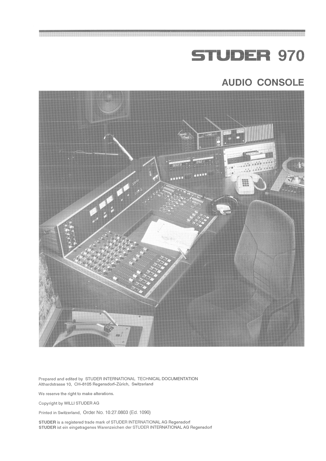 Studer 970 Service manual