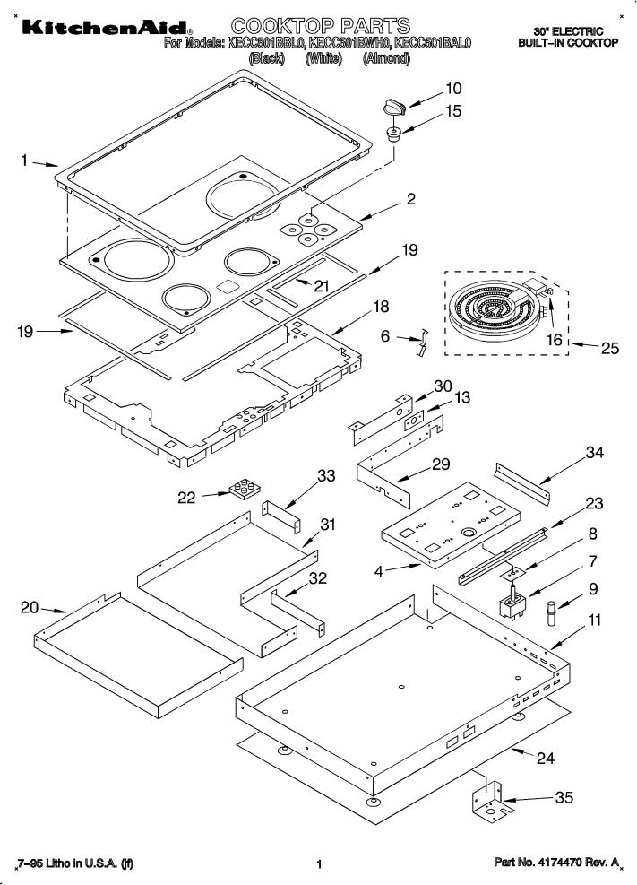 KitchenAid KECC501BWH0 Parts List