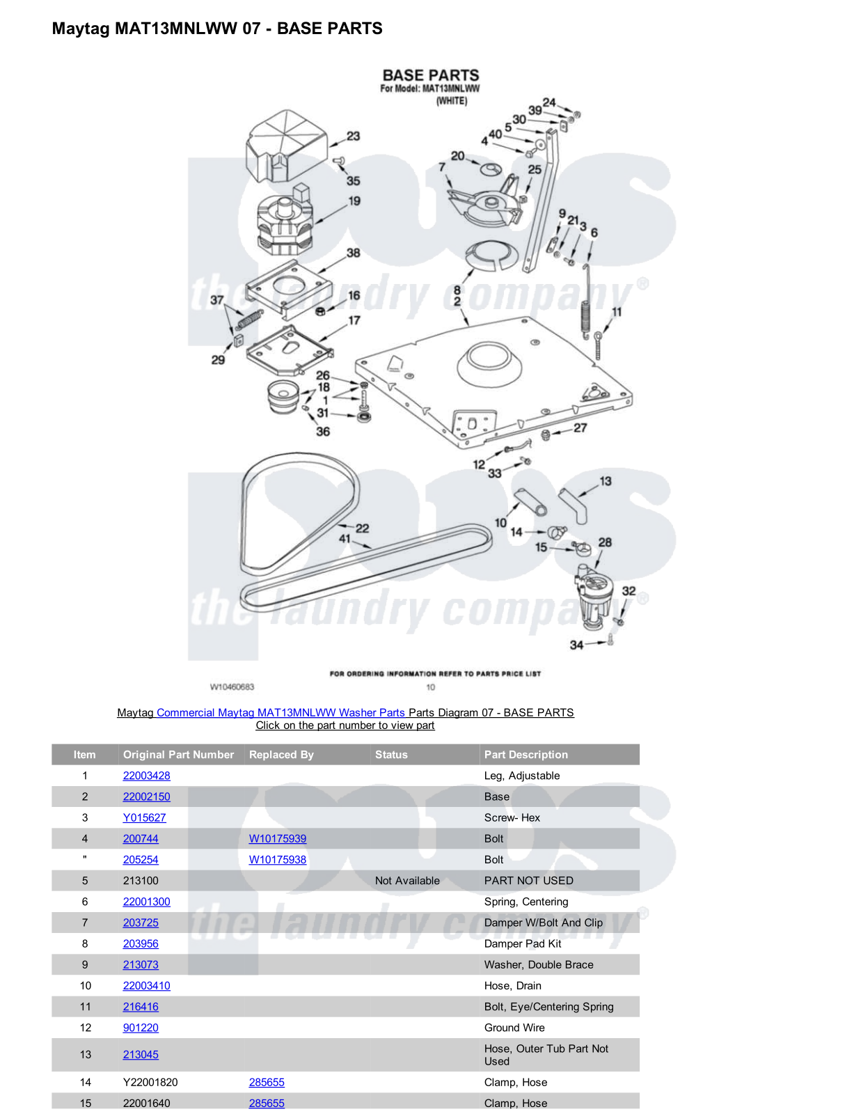 Maytag MAT13MNLWW Parts Diagram