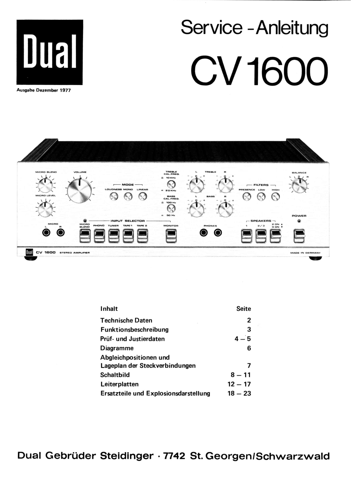 Dual CV-1600-S Service manual