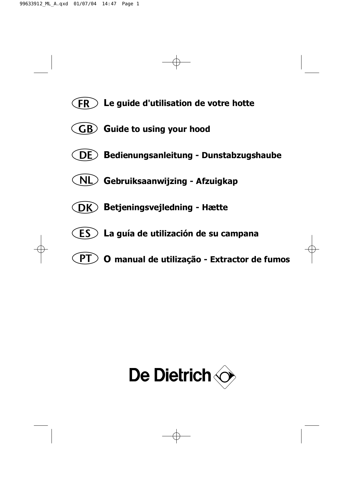 De dietrich DHD516XE1 User Manual