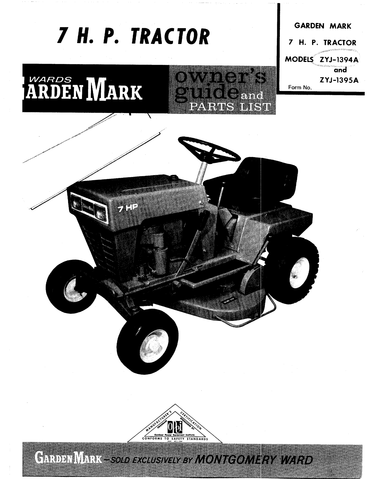 montgomery ward ZYJ1395A, ZYJ1394A owners Manual