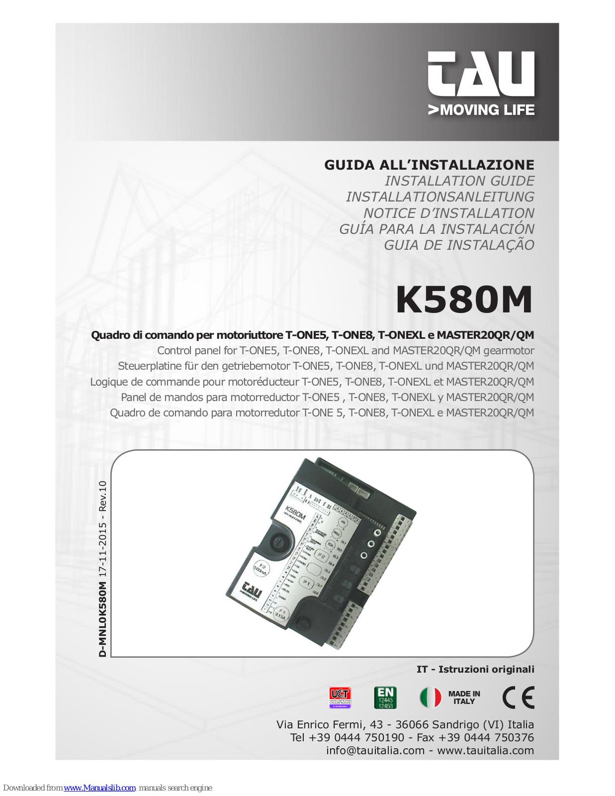 tau K580M Installation Manual