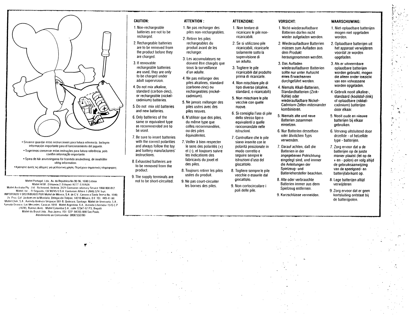 Fisher-Price 20015 Instruction Sheet