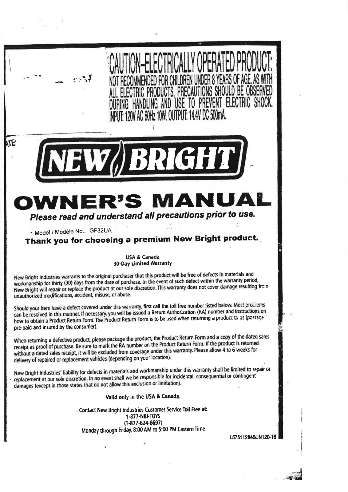 New Bright Co GF32UA User Manual