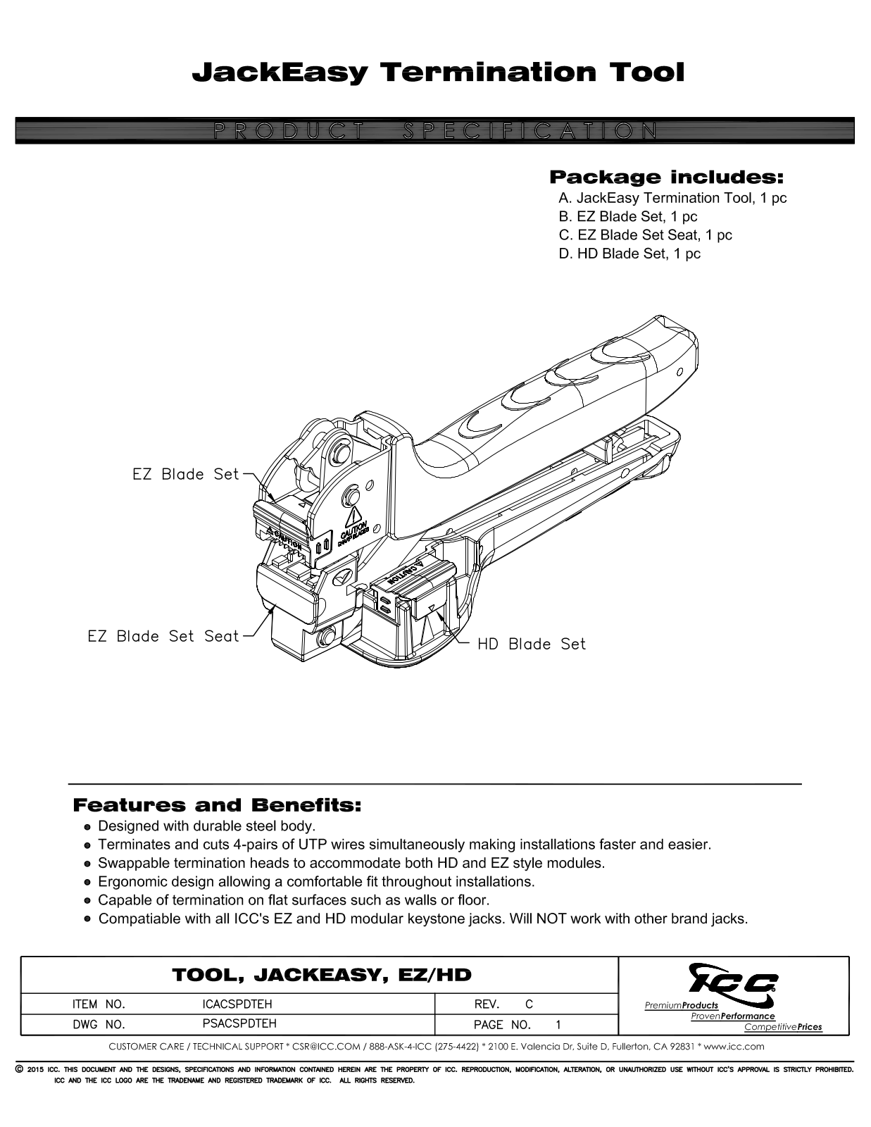 ICC ICACSPDTEH Specsheet