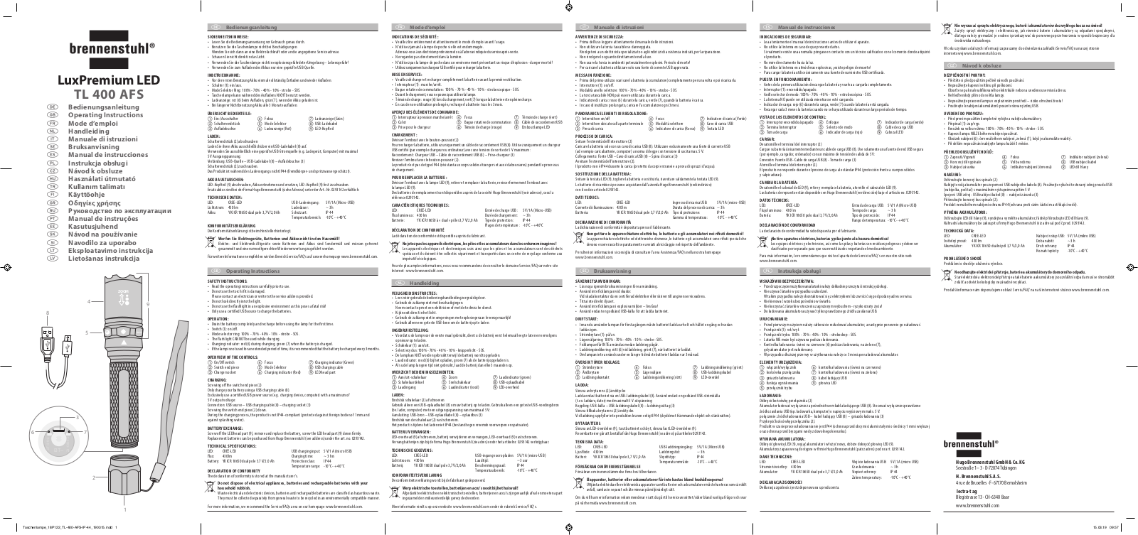 Brennenstuhl TL 400 AFS User guide