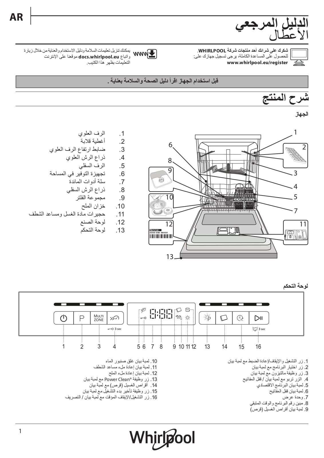 WHIRLPOOL WFO 3T323 6.5P X UK Daily Reference Guide