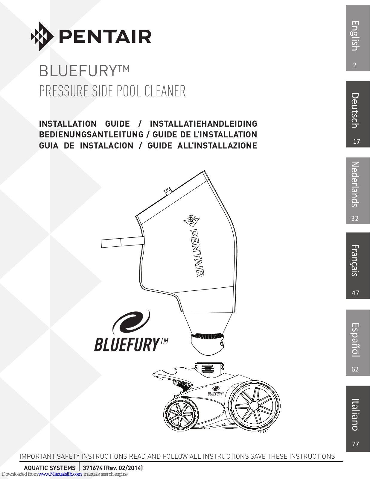 Pentair BLUEFURY Installation Manual