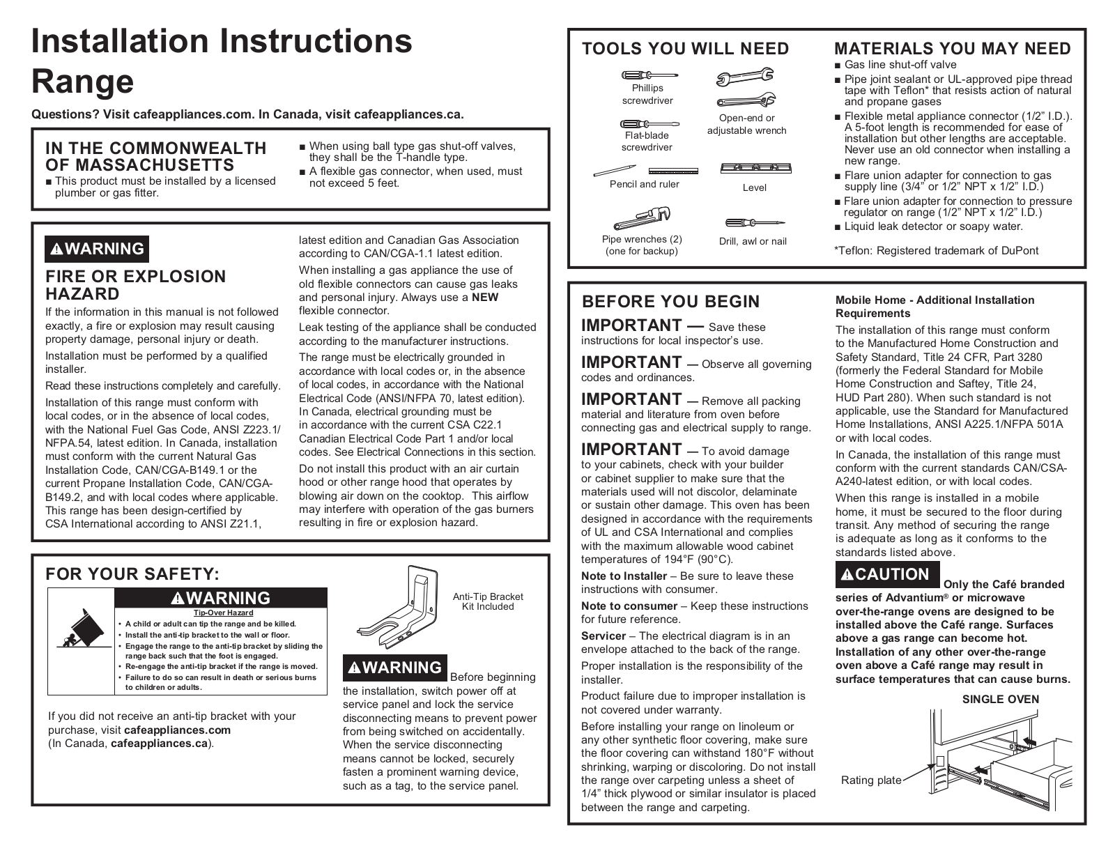 Café CCGS700P3MD1 Installation Instructions