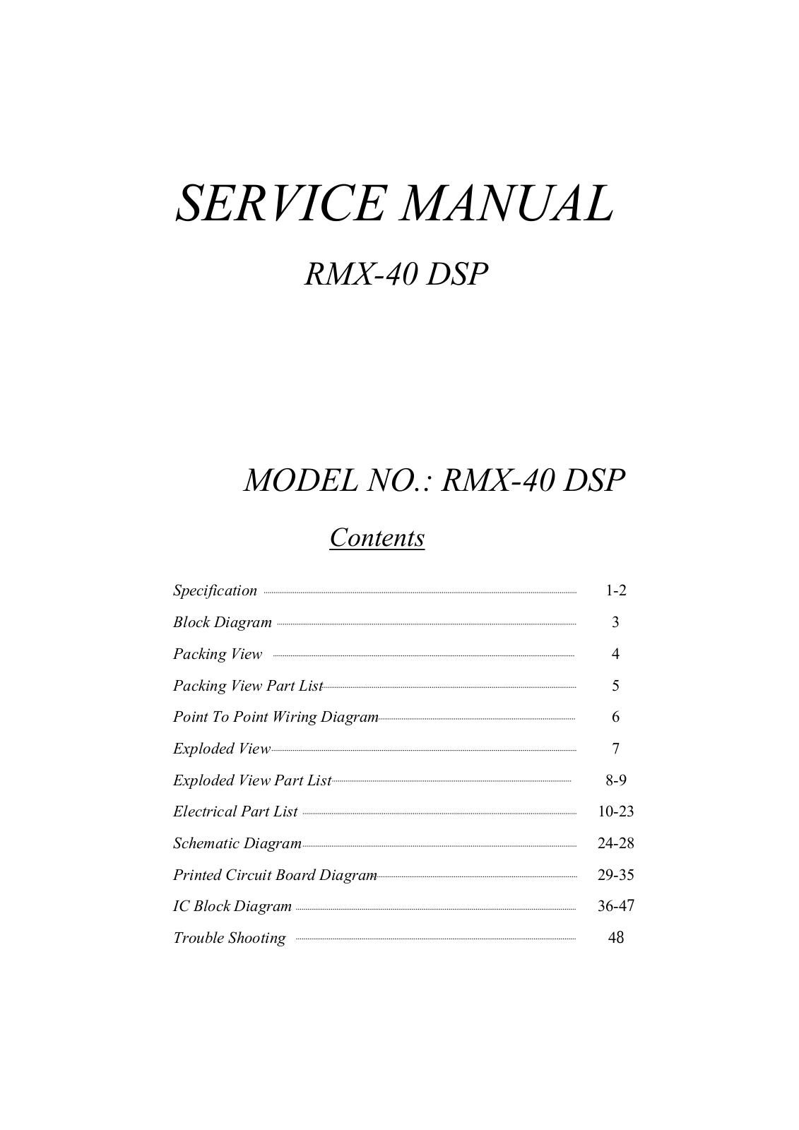 Reloop RMX-40-DSP Service manual