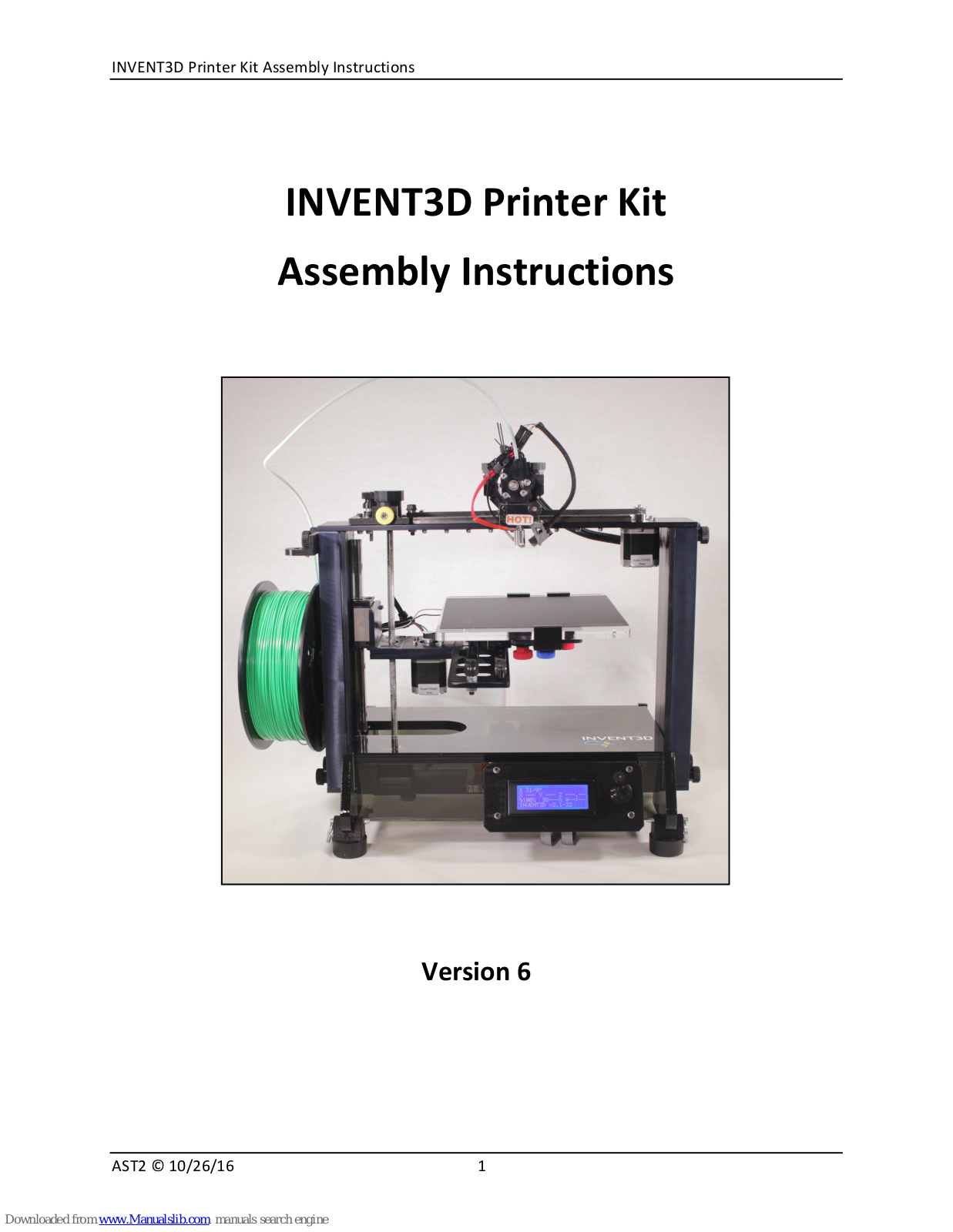 Inventor Cloud Invent3D Assembly Instructions Manual