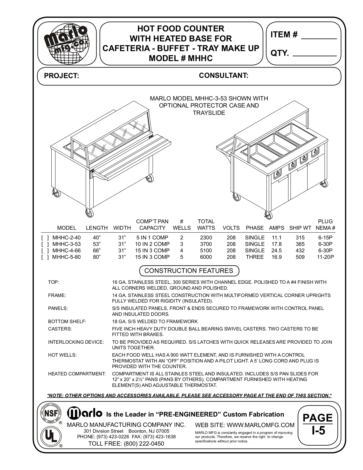 Marlo MHHC-3-53 User Manual